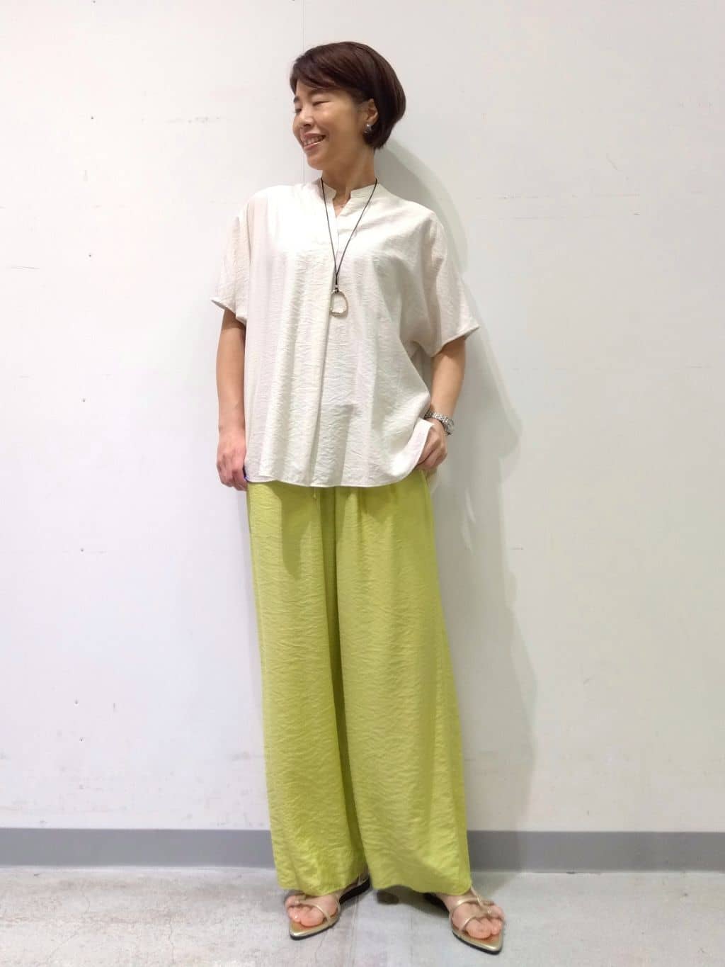 Kさんの「INDIVI｜【洗える／UVケア／SETUP可能】ドロストワイドパンツ」を使ったコーディネート
