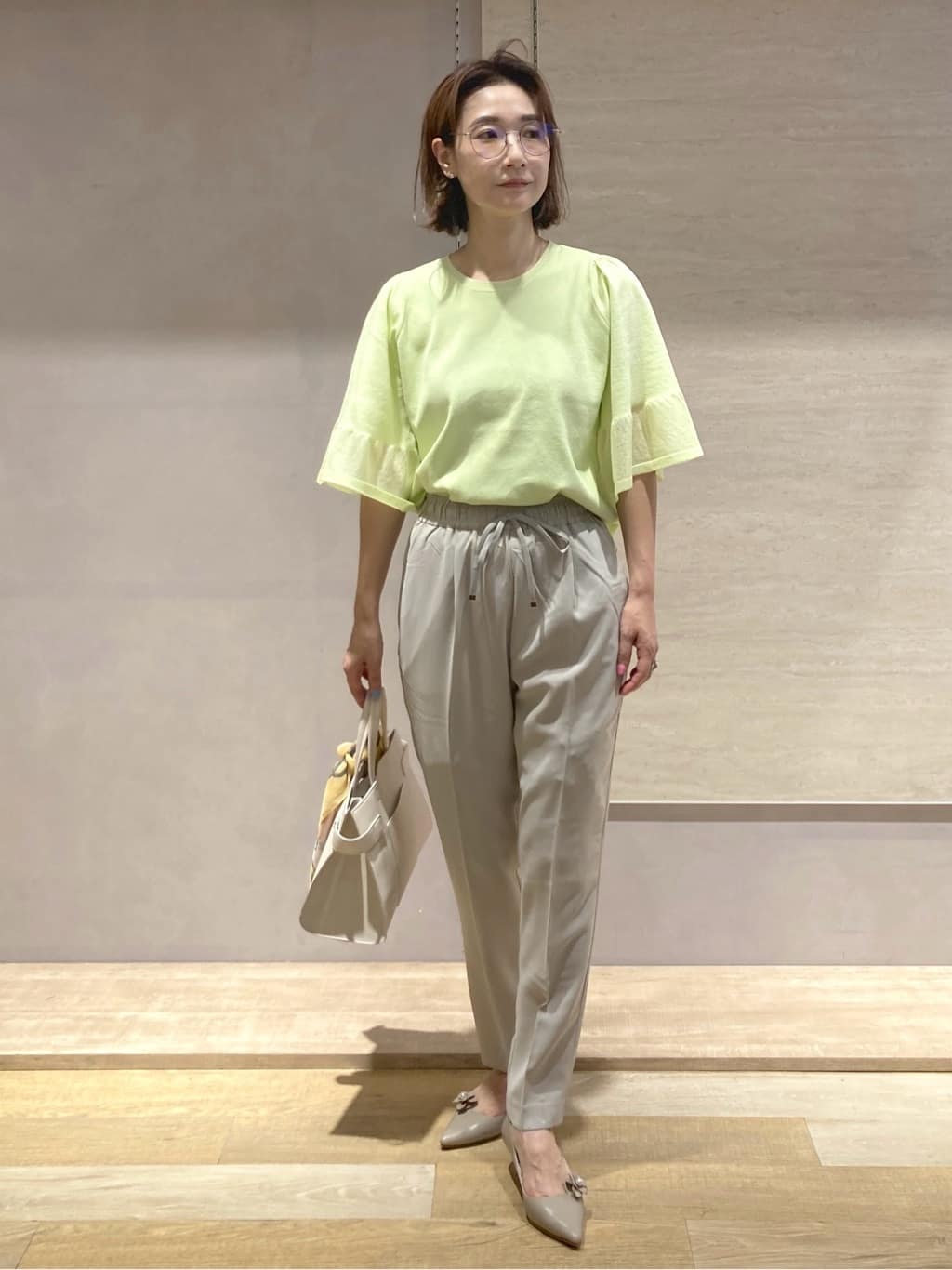 たけねぇさんの「OPAQUE.CLIP｜《5色展開》シアーフレアスリーブニット【洗濯機洗い可】」を使ったコーディネート