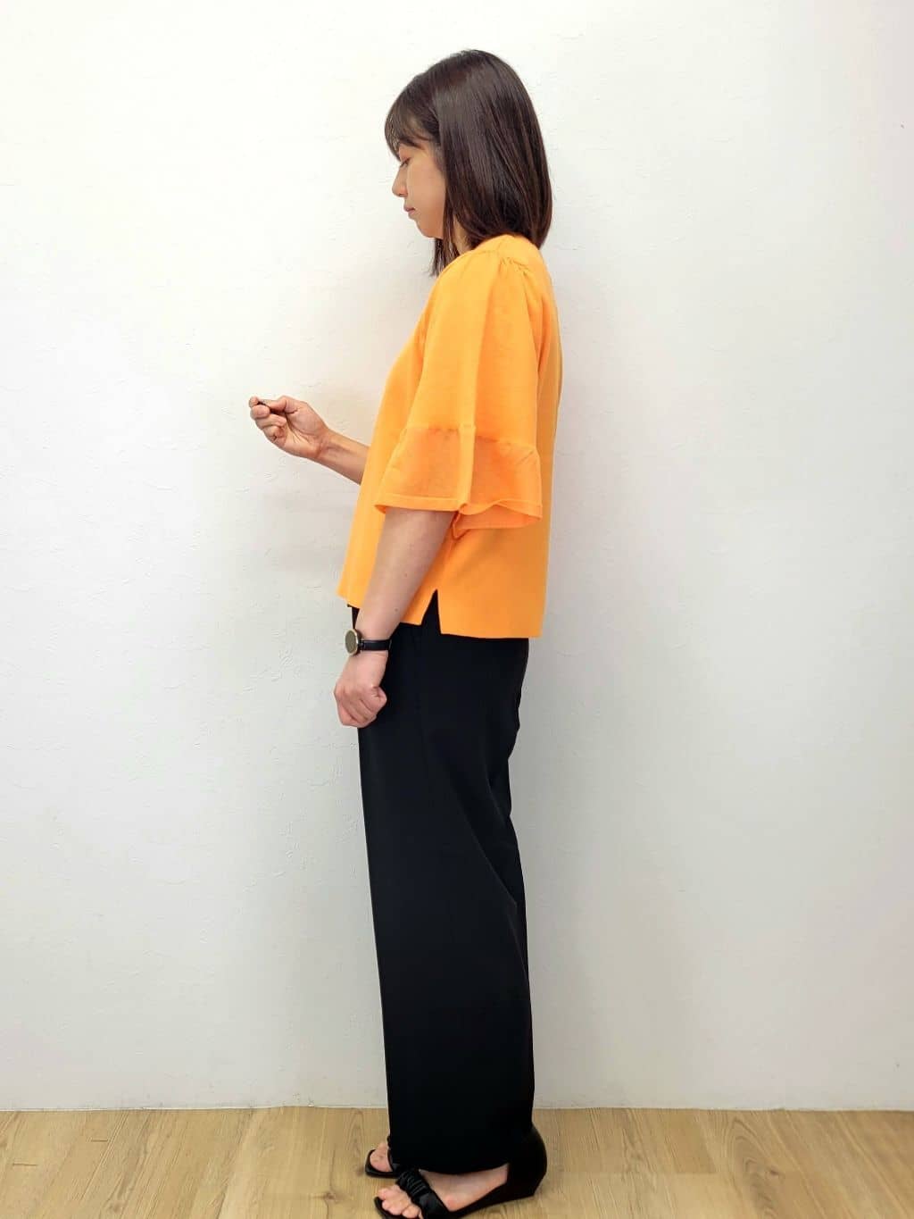 LISAさんの「OPAQUE.CLIP｜《5色展開》シアーフレアスリーブニット【洗濯機洗い可】」を使ったコーディネート