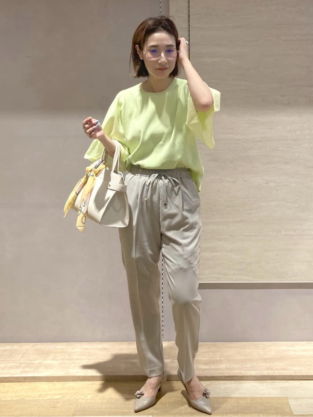 たけねぇさんの「OPAQUE.CLIP｜《5色展開》シアーフレアスリーブニット【洗濯機洗い可】」を使ったコーディネート