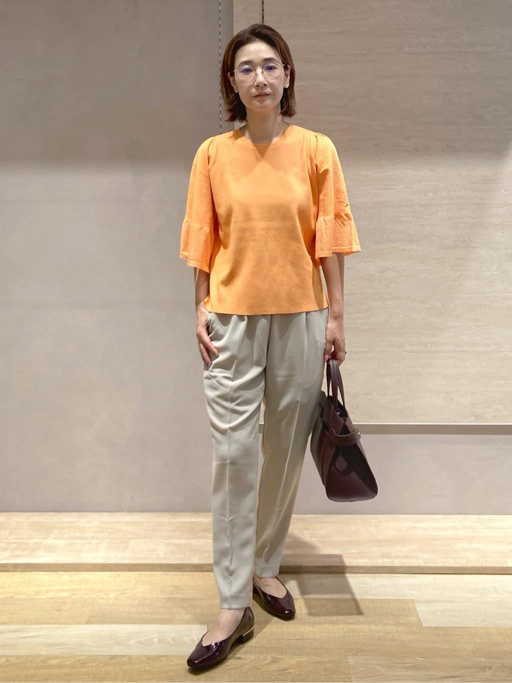 たけねぇさんの「OPAQUE.CLIP｜《5色展開》シアーフレアスリーブニット【洗濯機洗い可】」を使ったコーディネート