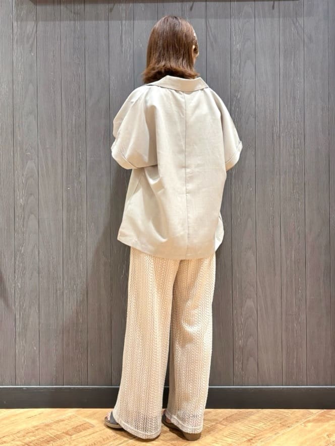 meiさんの「SHOO･LA･RUE｜【S-LL】さらりと着たい大人のための 麻調半袖ジャケット」を使ったコーディネート