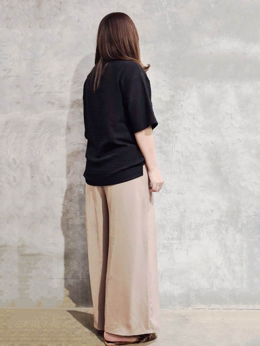 ひさえさんの「THE SHOP TK｜楊柳ボーダー半袖Tシャツ【洗濯機OK】」を使ったコーディネート
