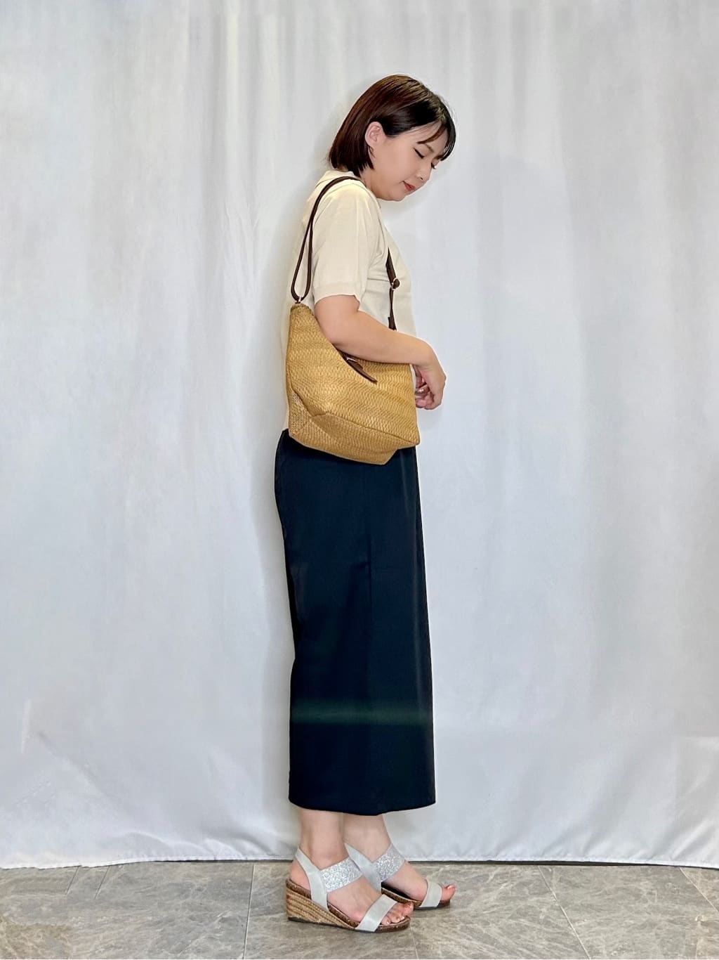 ネリさんの「SHOO･LA･RUE｜【S-LL/洗える】大人の抜け感 スキッパーニット」を使ったコーディネート