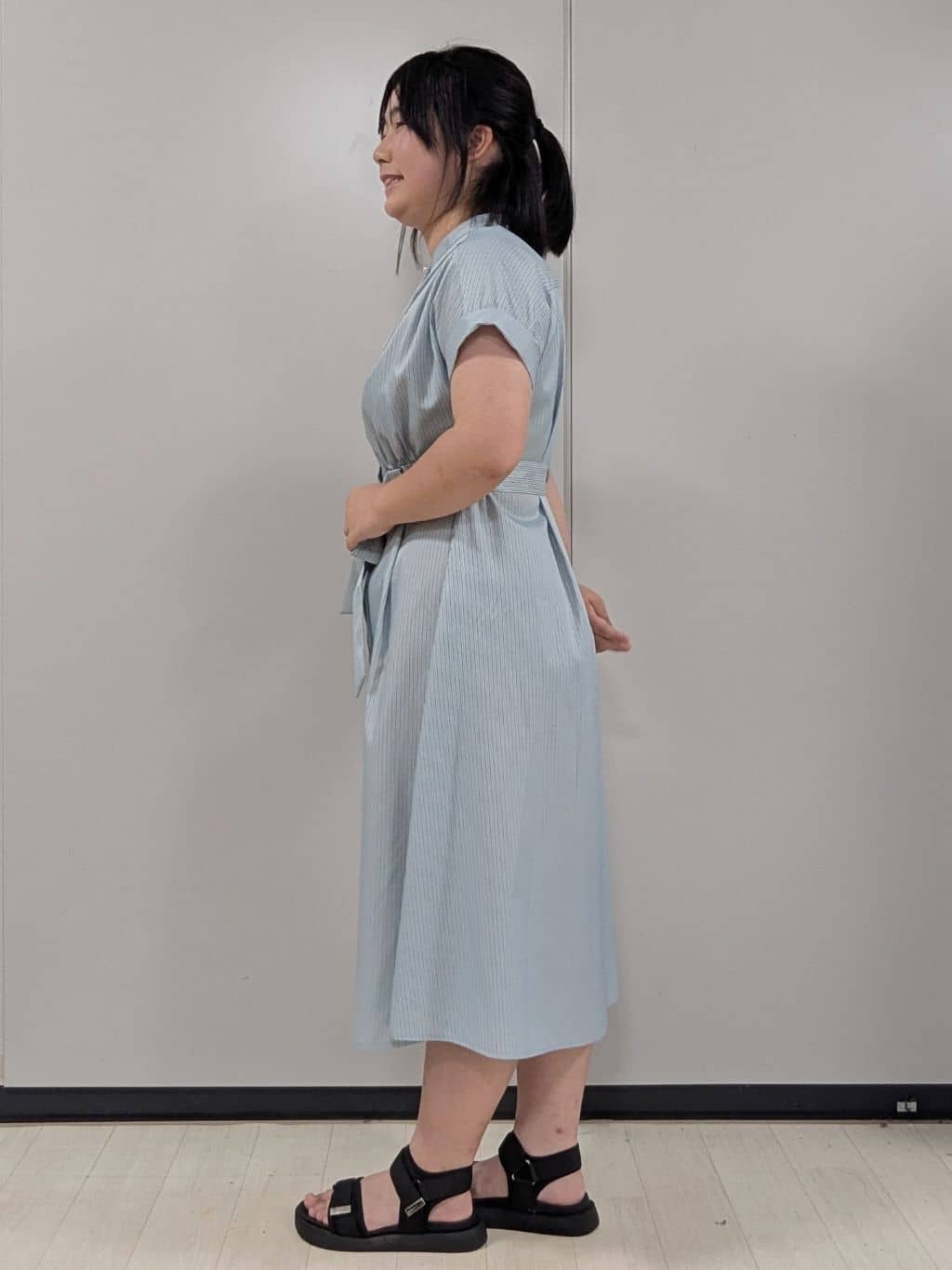 Nonさんの「index｜《XS-LLサイズ》マルチストライプシャツワンピース【洗濯機洗い可／イージーアイロン／防シワ】」を使ったコーディネート