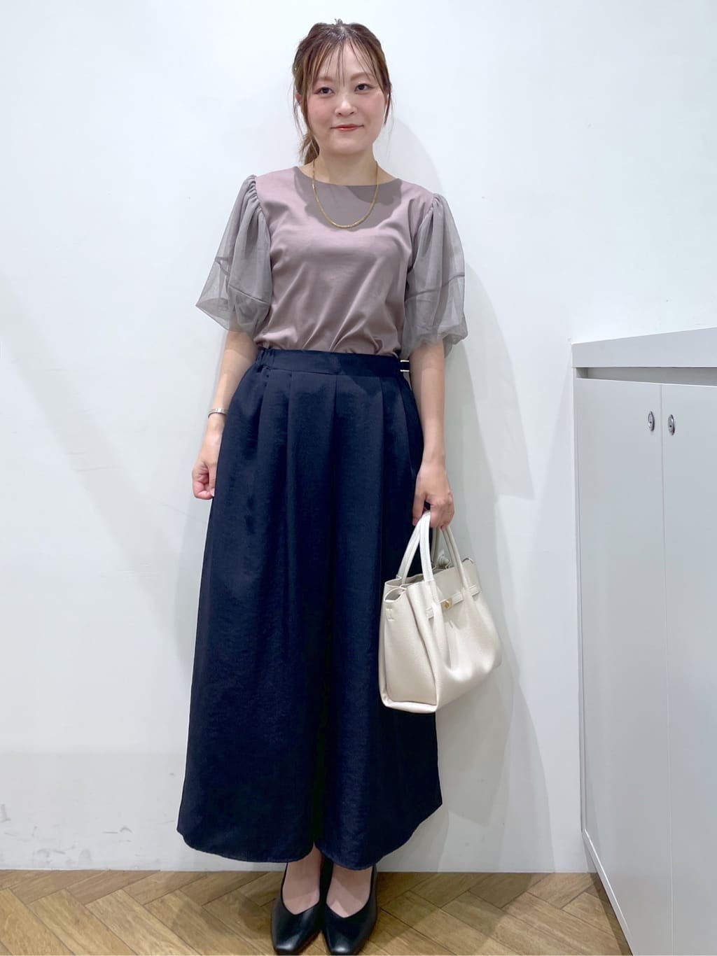 Junさんの「index｜チュールドッキングバルーントップス【洗濯機洗い可／接触冷感】」を使ったコーディネート