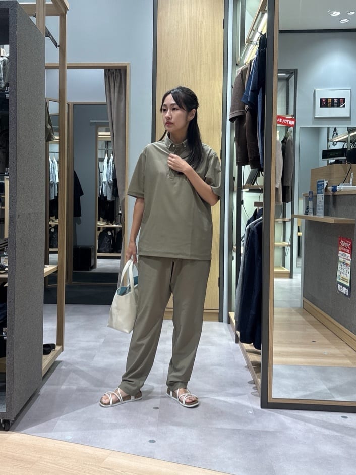 よぴさんの「TAKEO KIKUCHI｜【COOL CITY WEAR】エアートール オープンカラーシャツ /接触冷感・通気性」を使ったコーディネート