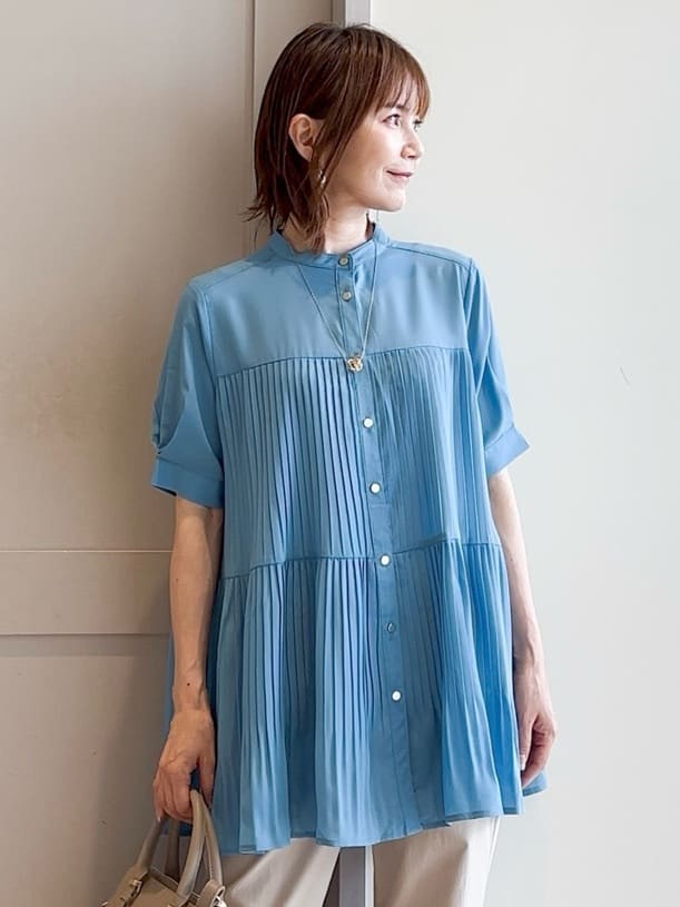 yamakoさんの「grove｜【体型カバー】ラフに着たい　ティアードプリーツブラウス」を使ったコーディネート
