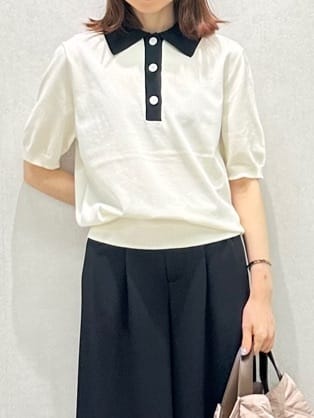 Miwaさんの「UNTITLED｜【トレンド/きれいめ】5分袖ポロニット」を使ったコーディネート