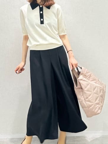 Miwaさんの「UNTITLED｜【トレンド/きれいめ】5分袖ポロニット」を使ったコーディネート