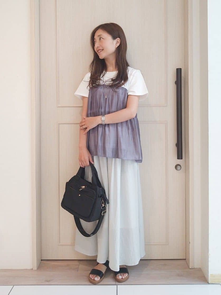 mi-saさんの「SHOO･LA･RUE｜【S-LL/裏地ひんやり】エアリーで涼やか 大人のシアースカーチョ」を使ったコーディネート