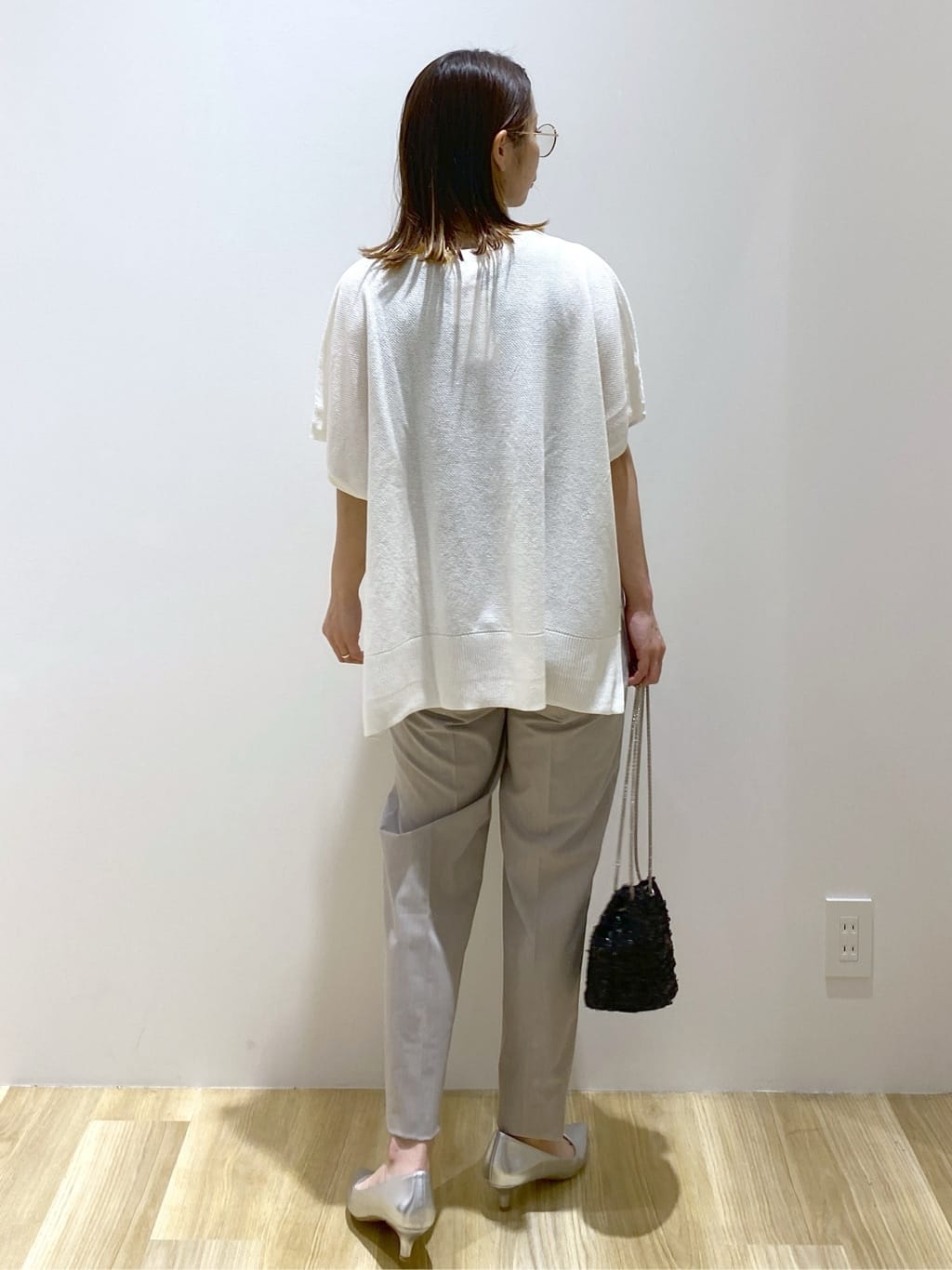 えりさんの「OPAQUE.CLIP｜《5色展開／S-LLサイズ》リラクシーメッシュニット【洗濯機洗い可】」を使ったコーディネート