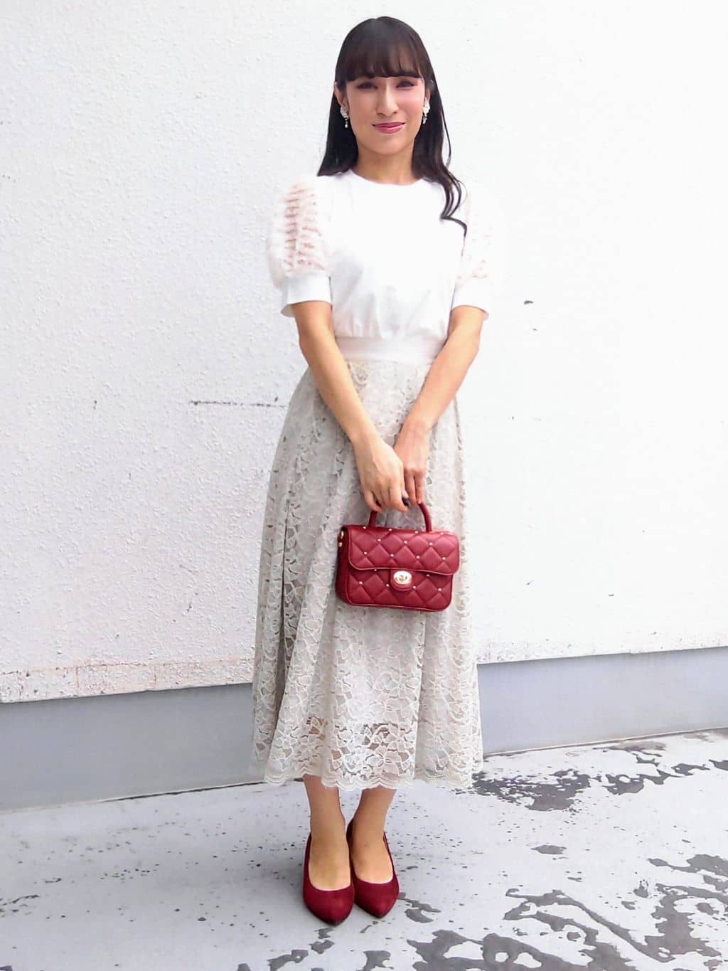 keinaさんの「SunaUna｜【チュール袖】パフスリーブカットソー」を使ったコーディネート