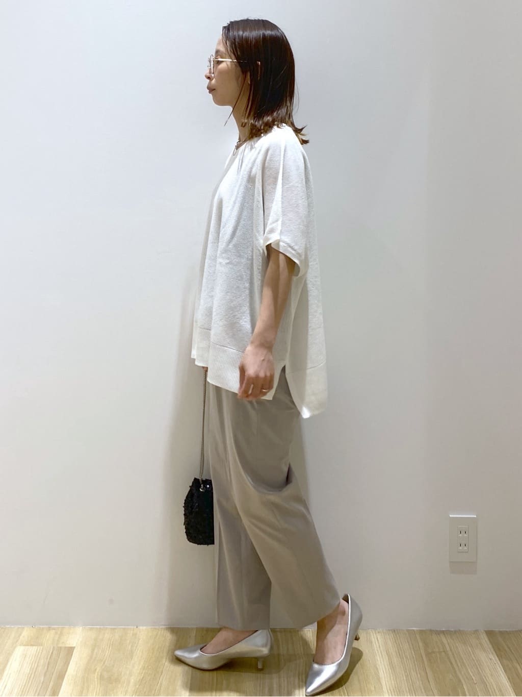 えりさんの「OPAQUE.CLIP｜《5色展開／S-LLサイズ》リラクシーメッシュニット【洗濯機洗い可】」を使ったコーディネート