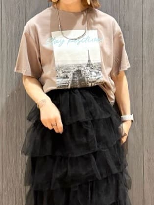 meiさんの「SHOO･LA･RUE｜【2点セット/S-LL】コーデの主役になる チュールティアードスカート」を使ったコーディネート