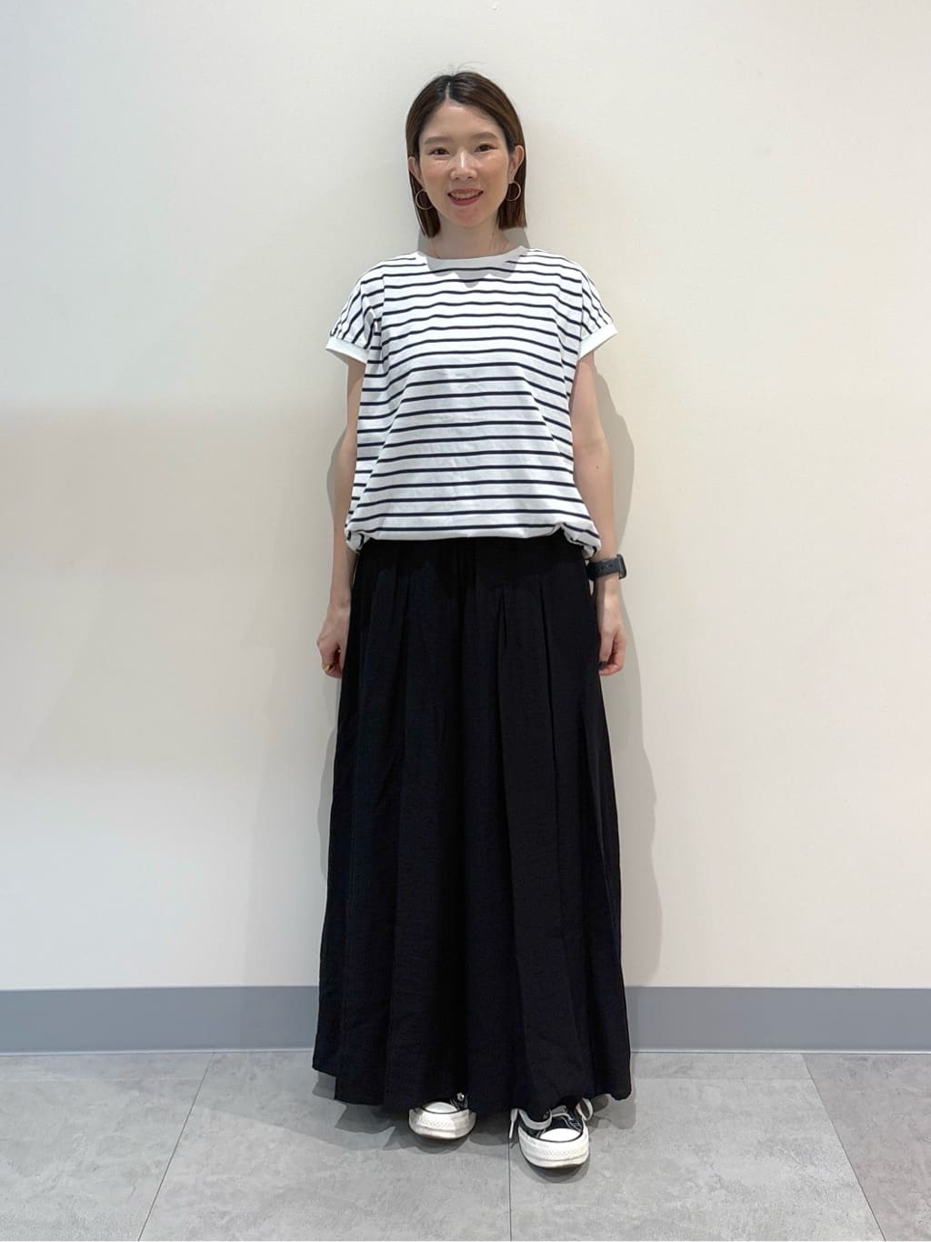 risaさんの「Dessin｜【セットアップ可/ウエストゴム/洗える】ドレープワイドパンツ」を使ったコーディネート