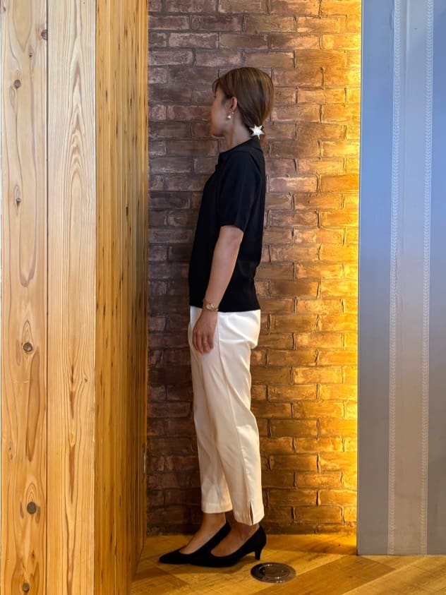 mieさんの「SHOO･LA･RUE｜【S-LL/洗える】大人の抜け感 スキッパーニット」を使ったコーディネート