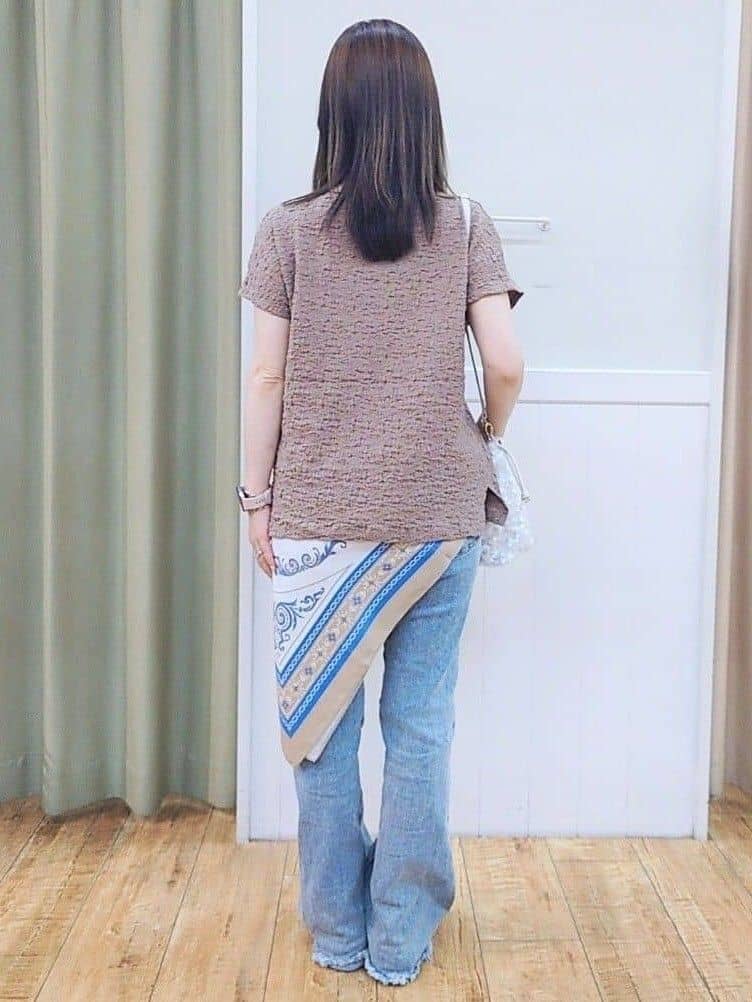 nao.さんの「SHOO･LA･RUE｜【S-LL】一枚で着映え フレンチスリーブ ポロスキッパートップス」を使ったコーディネート