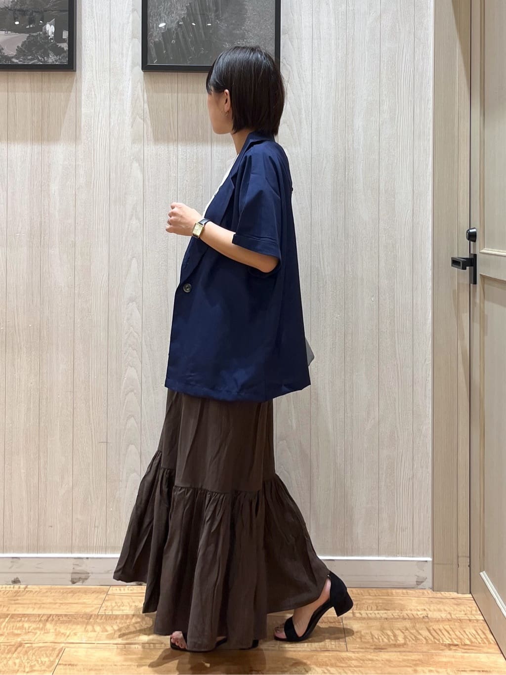 shirayuuuさんの「SHOO･LA･RUE｜【S-LL】さらりと着たい大人のための 麻調半袖ジャケット」を使ったコーディネート