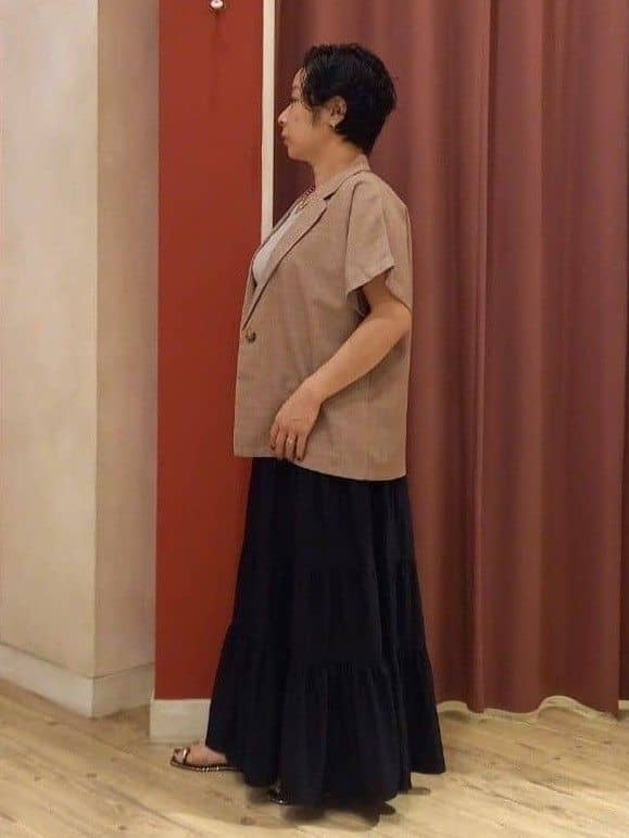 cameさんの「SHOO･LA･RUE｜【S-LL】さらりと着たい大人のための 麻調半袖ジャケット」を使ったコーディネート