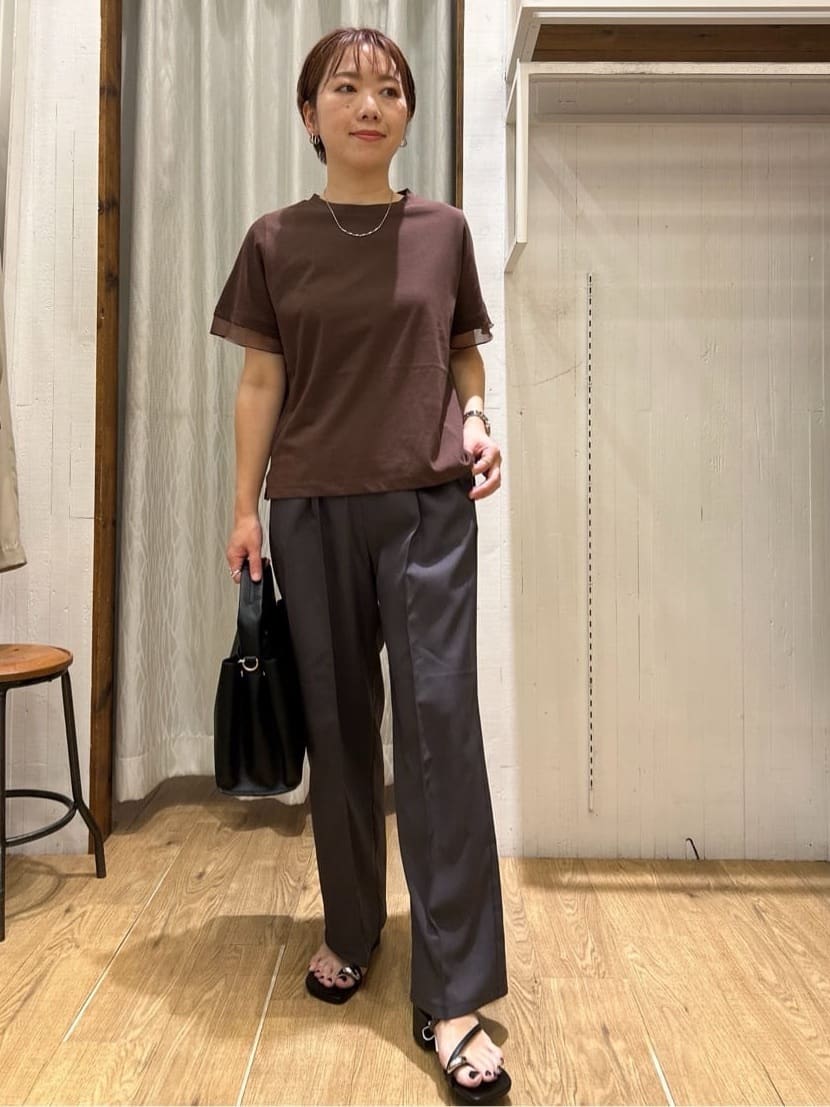 ga_riさんの「THE SHOP TK｜【ひんやり/UV/洗濯機OK】袖シアーTシャツ」を使ったコーディネート