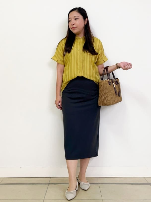 chisaさんの「Reflect｜【洗える】ドビーストライプブラウス」を使ったコーディネート