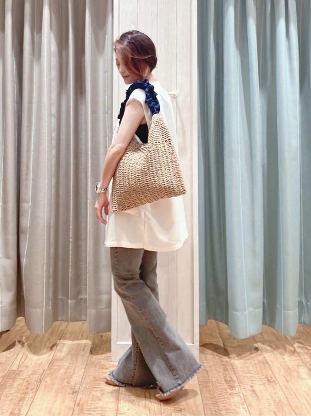 aaamiさんの「SHOO･LA･RUE｜【S-LL】夏のレイヤードコーデに さらりと着られるメッシュジレ」を使ったコーディネート