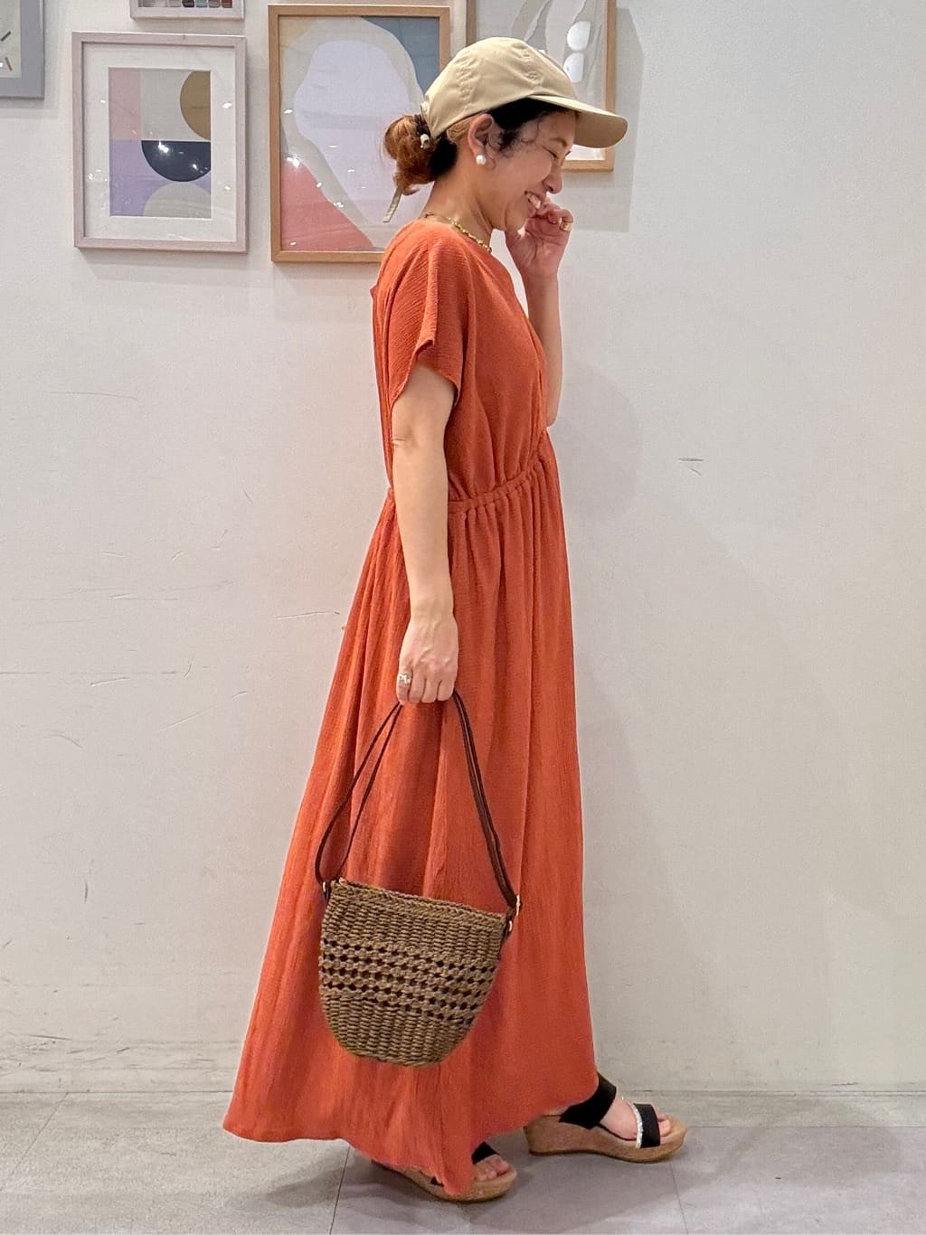 たけぴさんの「SHOO･LA･RUE｜【前後2WAY】さらりと大人上品に 楊柳フレンチワンピース」を使ったコーディネート