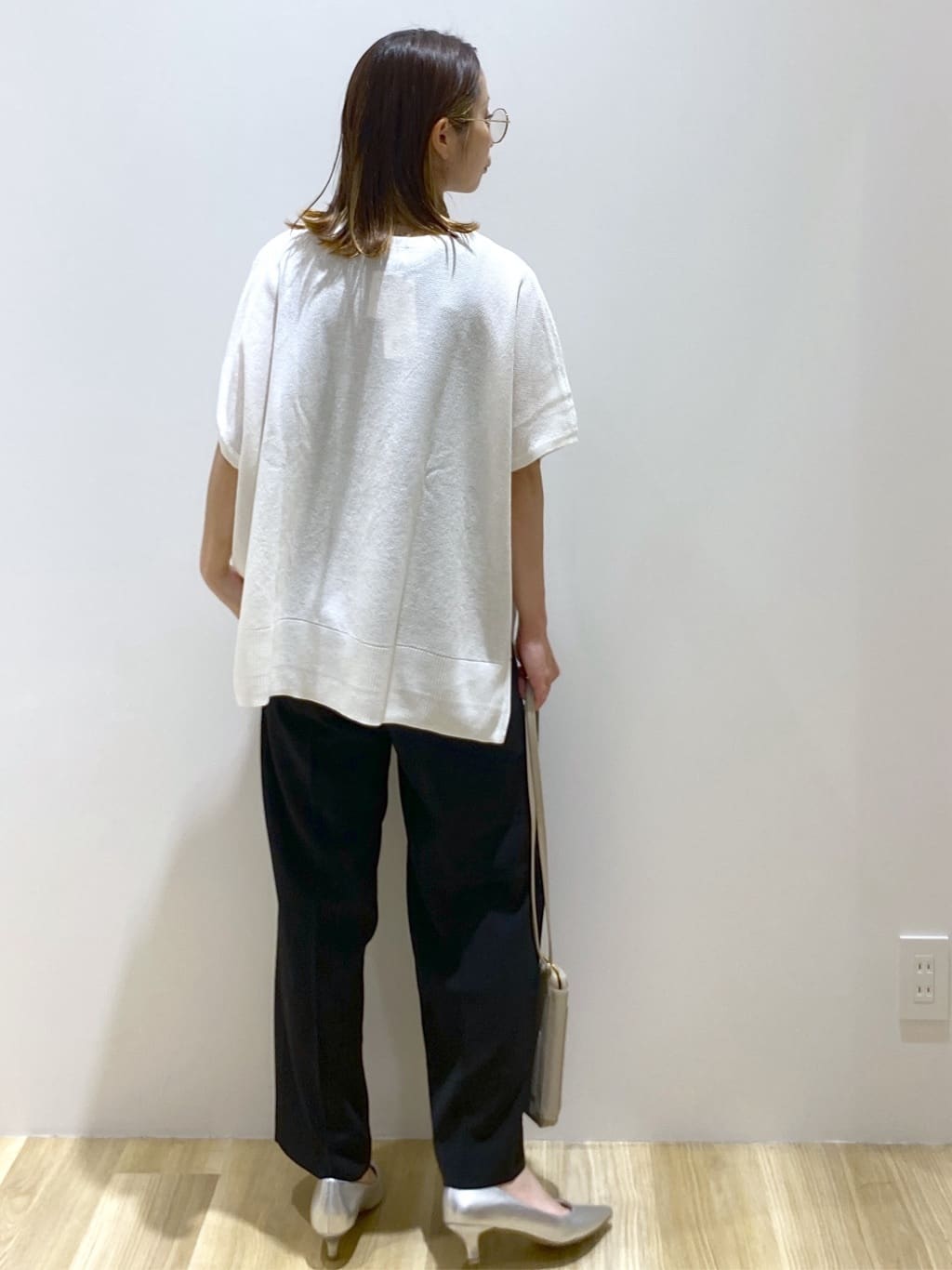 えりさんの「OPAQUE.CLIP｜美脚イージーワイドパンツ【防シワ／洗濯機洗い可／抗ピル／ストレッチ】《丈が選べる／SS-LLサイズ／」を使ったコーディネート