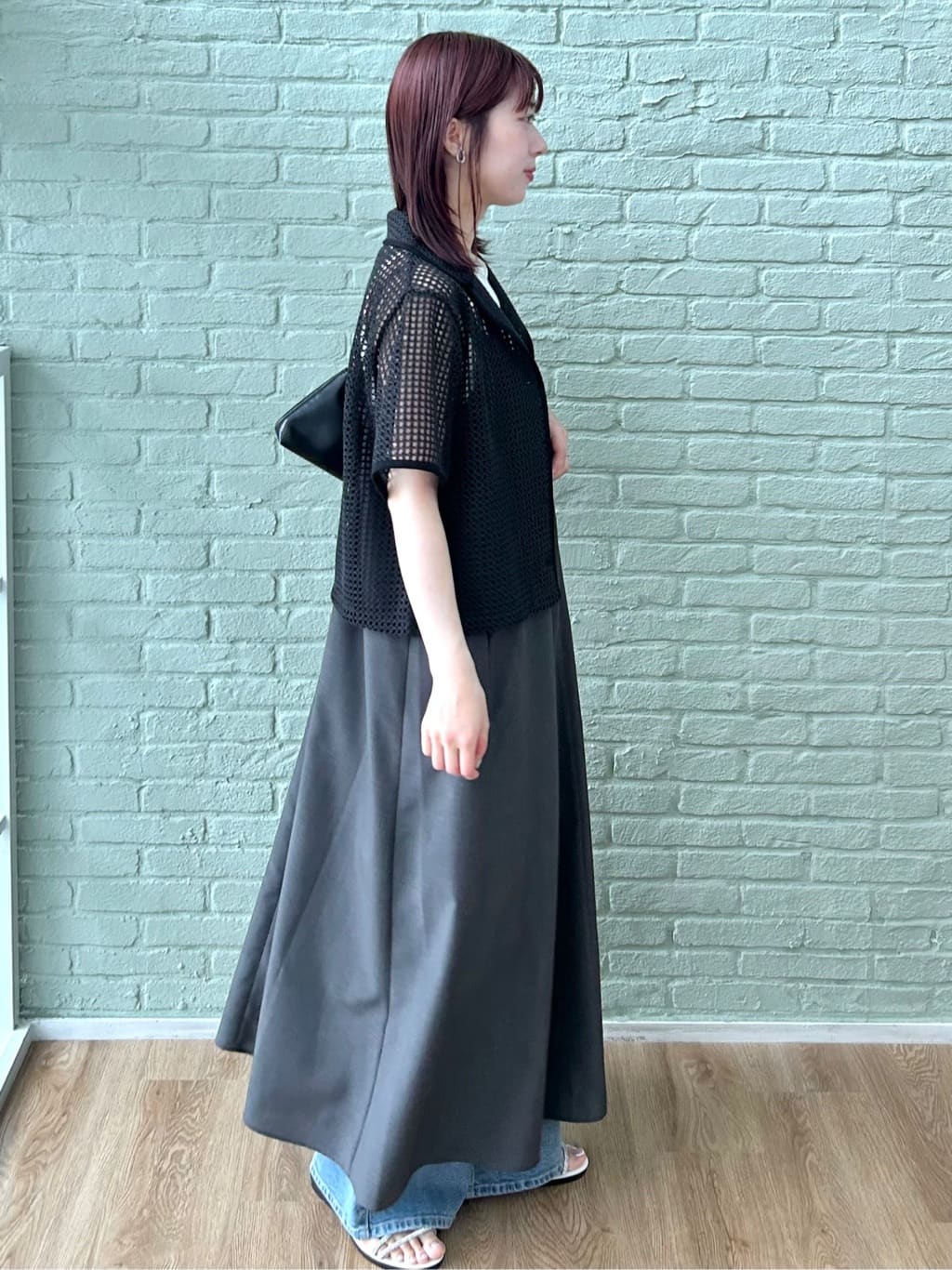 RINAさんの「OPAQUE.CLIP｜メッシュ開襟シャツ【洗濯機洗い可】」を使ったコーディネート