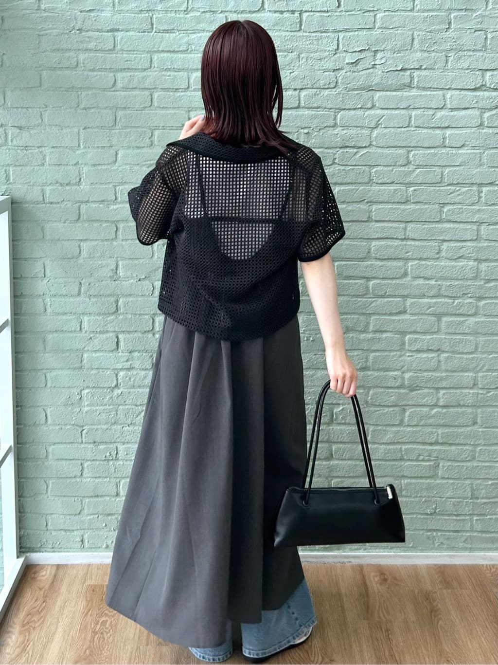 RINAさんの「OPAQUE.CLIP｜メッシュ開襟シャツ【洗濯機洗い可】」を使ったコーディネート