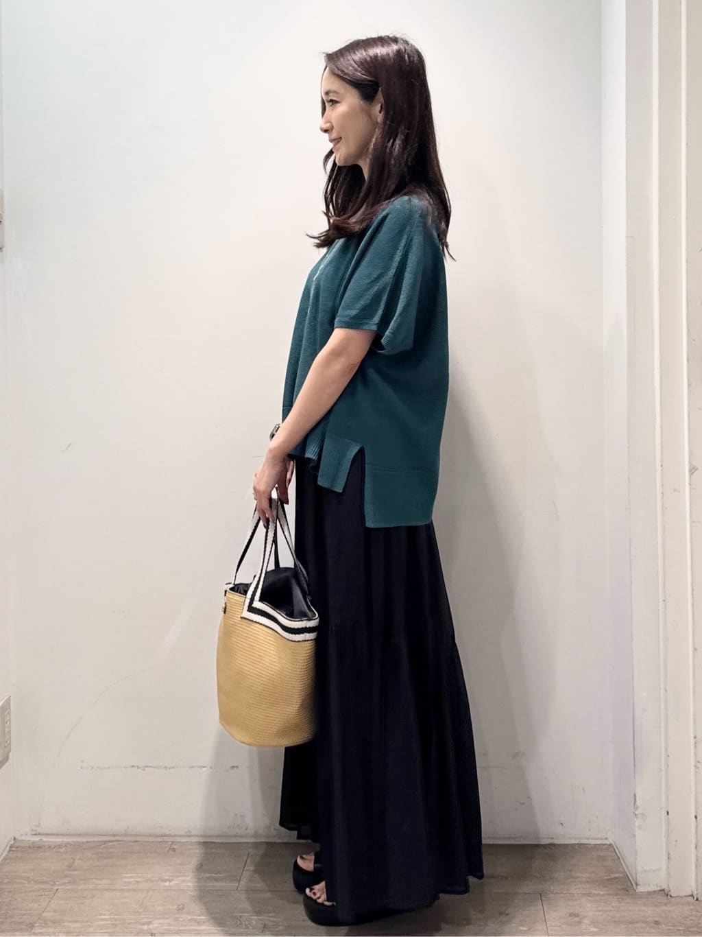 yuicciさんの「OPAQUE.CLIP｜《5色展開／S-LLサイズ》リラクシーメッシュニット【洗濯機洗い可】」を使ったコーディネート