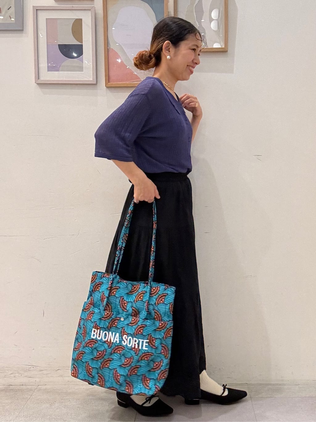 たけぴさんの「SHOO･LA･RUE｜【洗える/S-LL】大人のシアー感 キラキラ リブニット」を使ったコーディネート