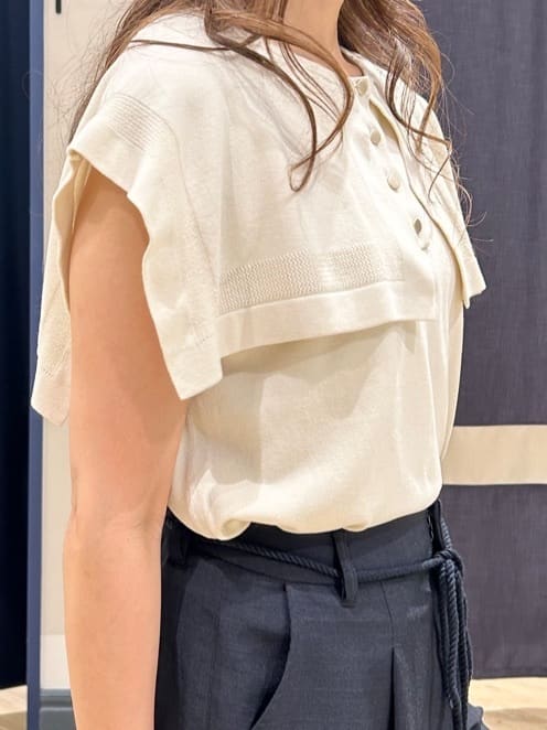Orikaさんの「grove｜【ひんやり/UVカット】大人の可愛さ　セーラーカラーニット」を使ったコーディネート