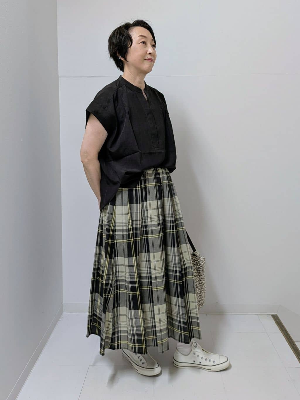 Asaさんの「Dessin｜【2点セット/ウエストゴム/洗える】スキッパ―シャツ＆ストレートパンツセット」を使ったコーディネート