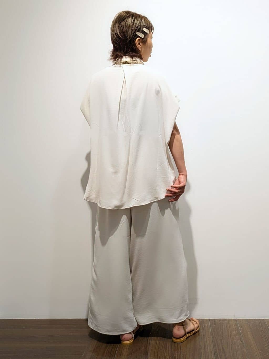 4410さんの「THE SHOP TK｜コットンライクブラウス【接触冷感/洗濯機OK/UV/セットアップ可】」を使ったコーディネート