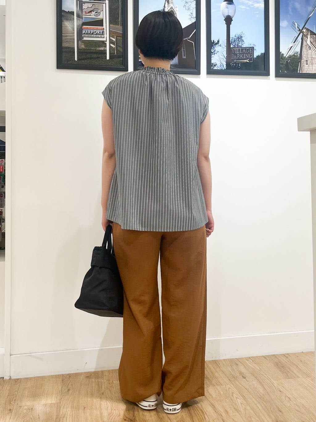 Asukaさんの「Dessin｜【洗える】ストライプ柄フレンチスリーブスキッパ―ブラウス」を使ったコーディネート
