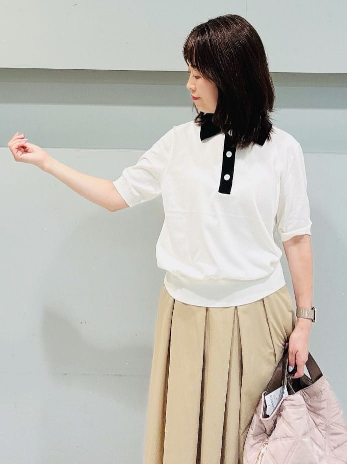 makiさんの「UNTITLED｜【トレンド/きれいめ】5分袖ポロニット」を使ったコーディネート