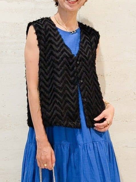kemyさんの「OPAQUE.CLIP｜フリンジジャカードベスト【洗濯機洗い可】」を使ったコーディネート