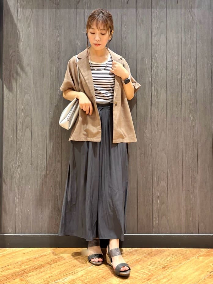 meiさんの「SHOO･LA･RUE｜【S-LL】さらりと着たい大人のための 麻調半袖ジャケット」を使ったコーディネート