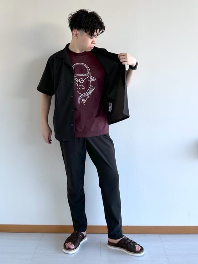 イッシーさんの「TAKEO KIKUCHI｜【COOL CITY WEAR】エアートール オープンカラーシャツ /接触冷感・通気性」を使ったコーディネート