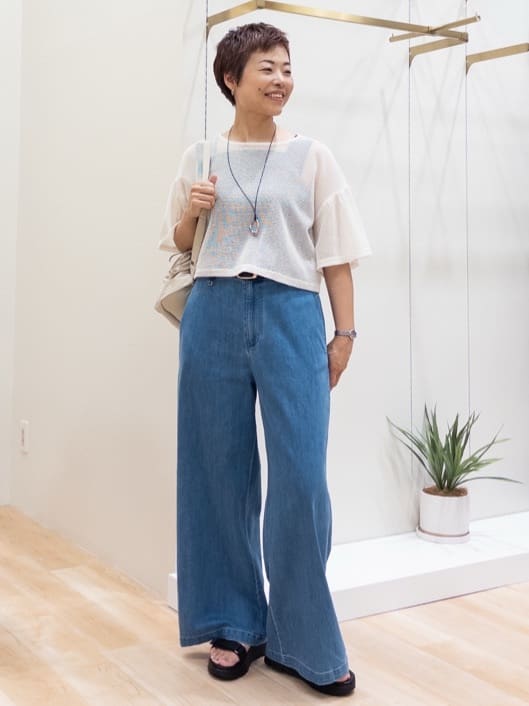 シュウコさんの「grove｜軽やかに羽織れて、きちんと見え ハーフスリーブテーラードジャケット」を使ったコーディネート