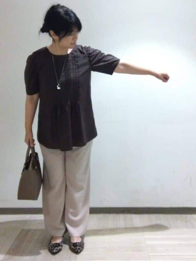 sakoさんの「Reflect｜【すっきり見え！長め丈】ピンタックデザインチュニックブラウス」を使ったコーディネート