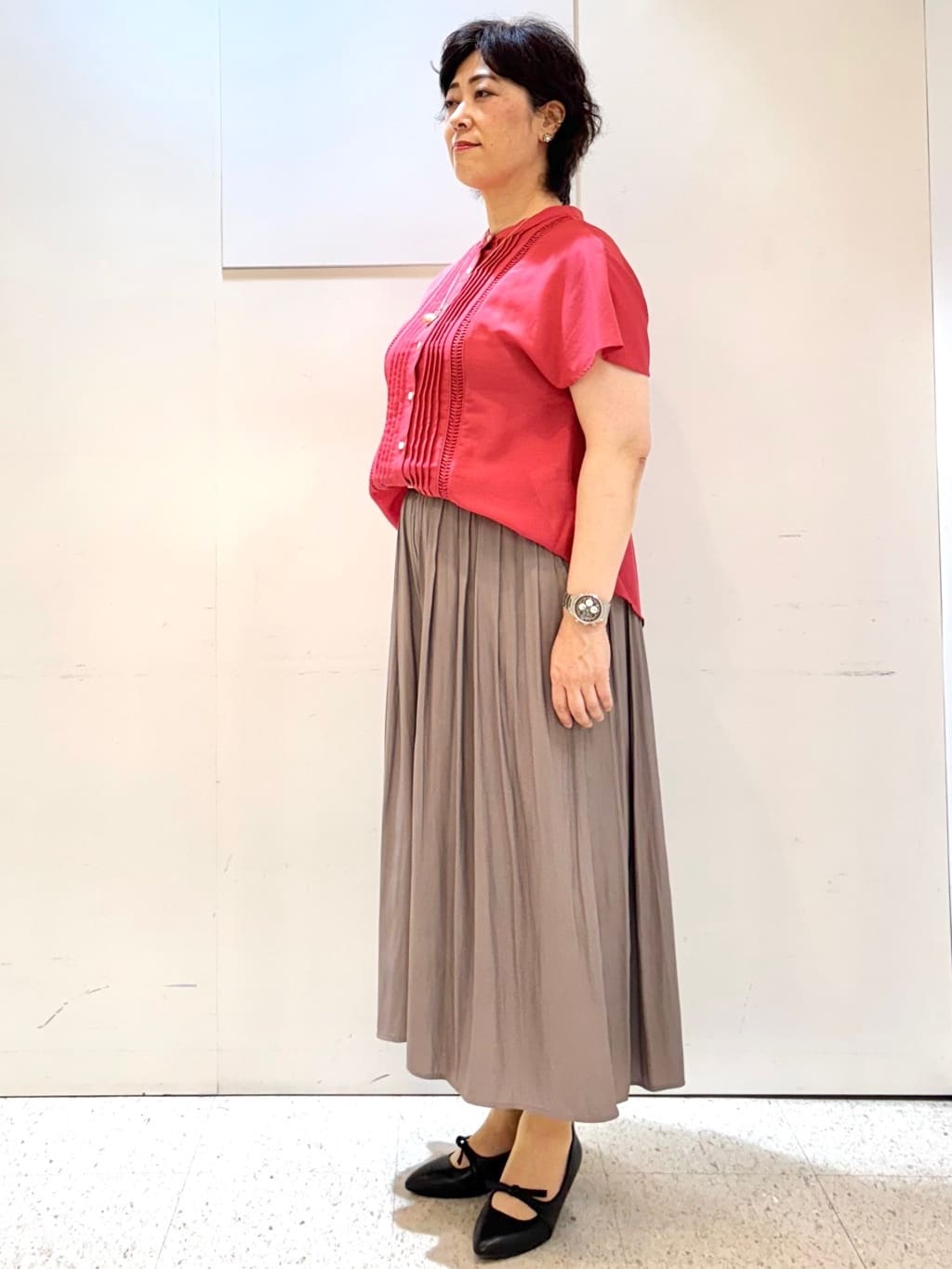 ヤスコさんの「Reflect｜【ウエストゴム仕様／長く着られる◎】スカーチョパンツ」を使ったコーディネート