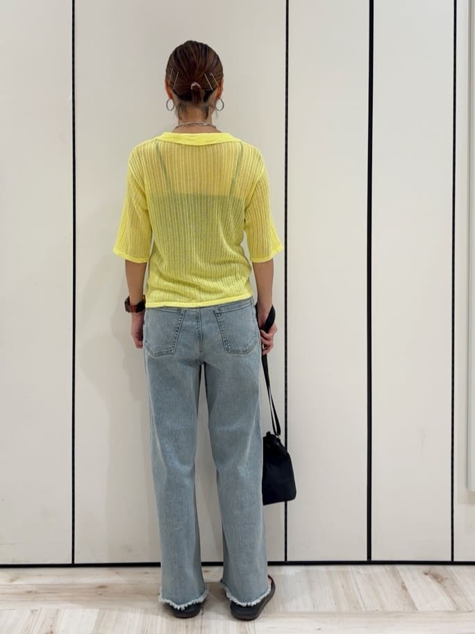 ｓａｔｏｍｉさんの「SHOO･LA･RUE｜【洗える/S-LL】大人のシアー感 キラキラ リブニット」を使ったコーディネート