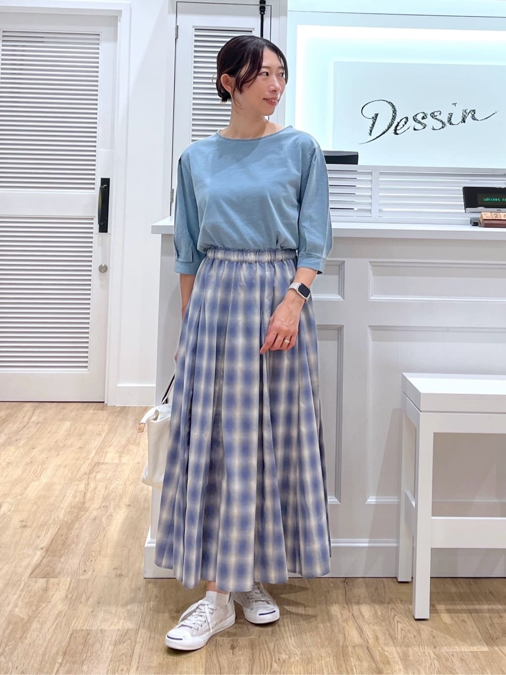 canaさんの「Dessin｜【洗える】インディゴ天竺デニム調カットソー」を使ったコーディネート