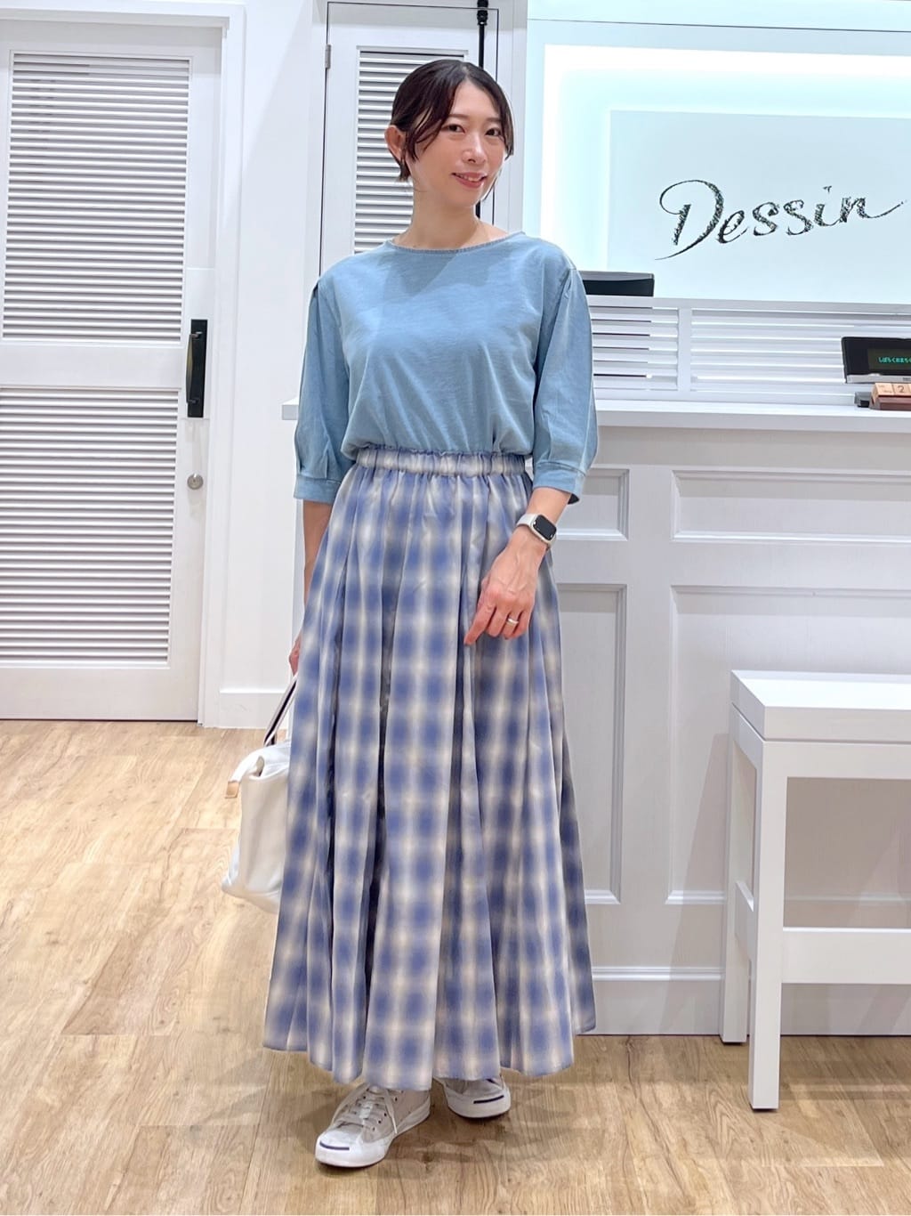canaさんの「Dessin｜【洗える】インディゴ天竺デニム調カットソー」を使ったコーディネート
