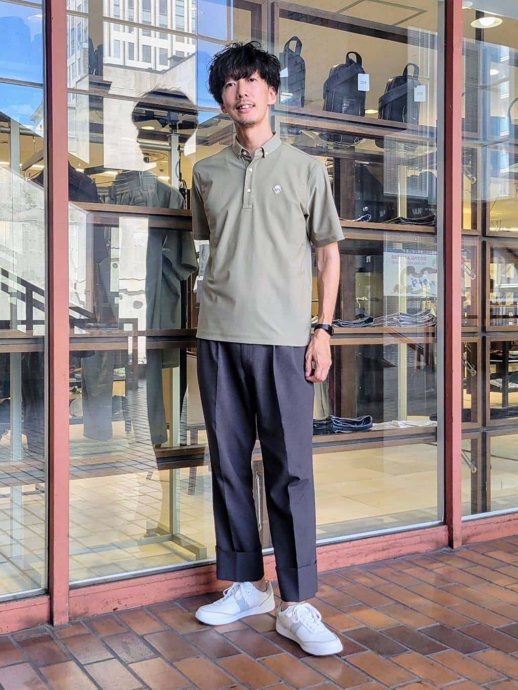 uedaさんの「TAKEO KIKUCHI｜【COOL CITY WEAR】エアートール ポロシャツ /接触冷感・通気性」を使ったコーディネート