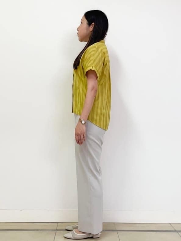 chisaさんの「Reflect｜【洗える】ドビーストライプブラウス」を使ったコーディネート