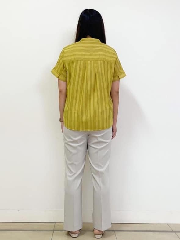 chisaさんの「Reflect｜【洗える】ドビーストライプブラウス」を使ったコーディネート